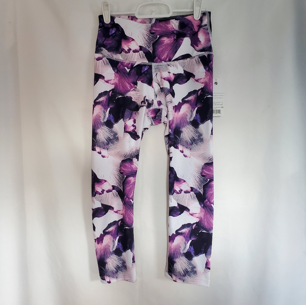 NWT Womens Apana White Floral High Waisted Stretch Yoga Capri Leggings Size XS